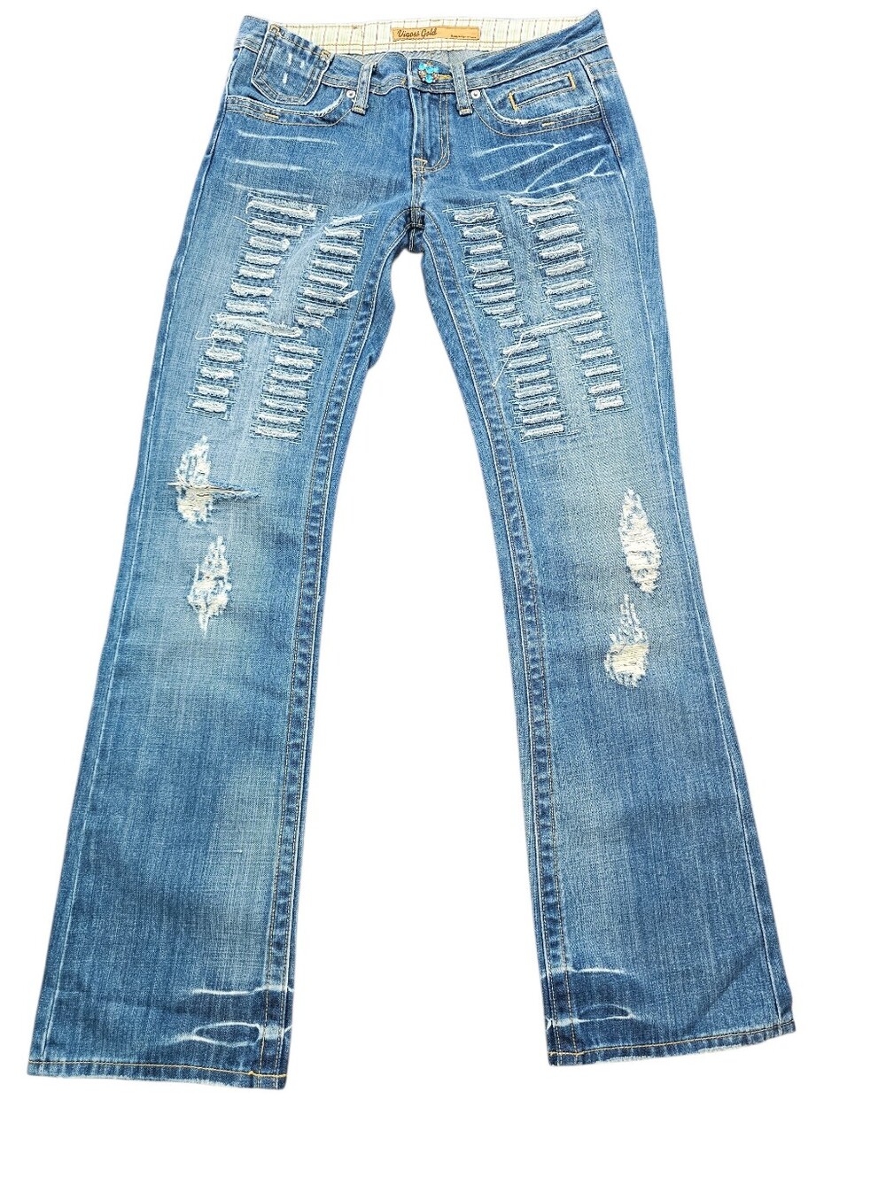 Vigoss Gold Rip And Repair Womens Jeans Size 27